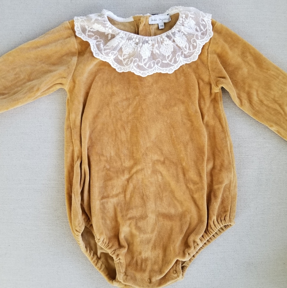 ⚜ Bebe Organic Romper with Lace Collar ⚜